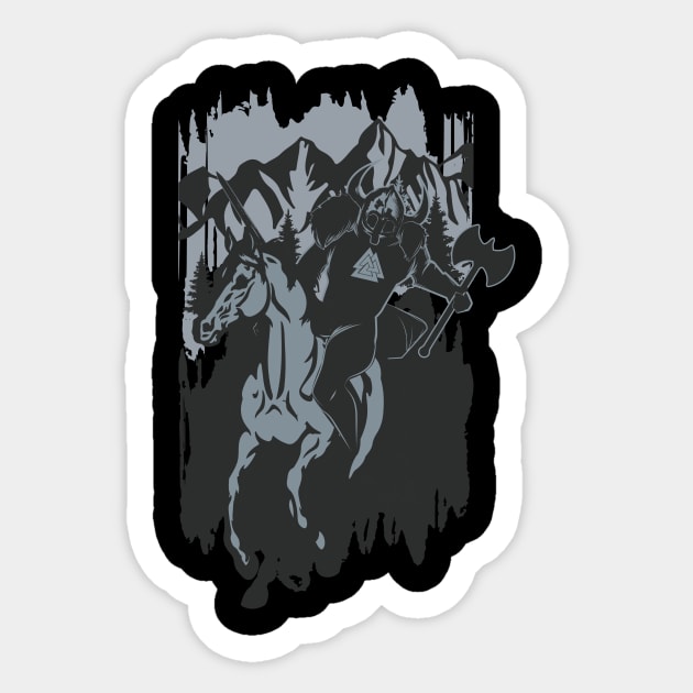 Valhalla Rider Tshirt Sticker by avshirtnation